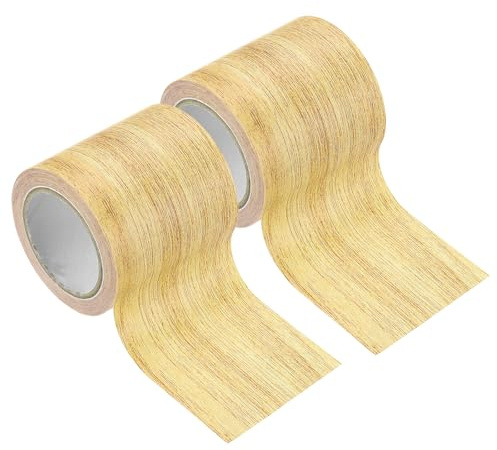 PATIKIL Wood Grain Tape 5.7cm x 4.57m, 2pcs Self-Adhesive Wood Texture Repair Tape Realistic Wooden Effect Patch for Furniture Cabinets Floor Walls, Yellow Oak
