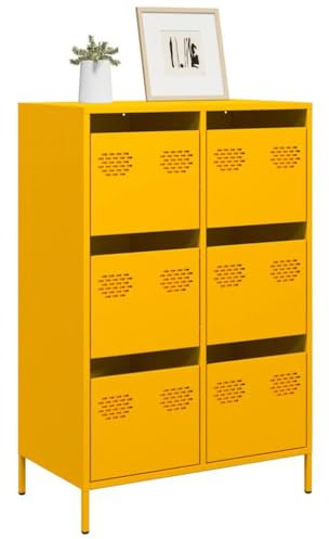 MOBCANT Highboard, Vitrinenschrank Apothekerschrank Cupboard Schuhschrank Geeignet für Küche Korridor Wohnbereich Foyer Senfgelb 68x39x101,5 cm Stahl
