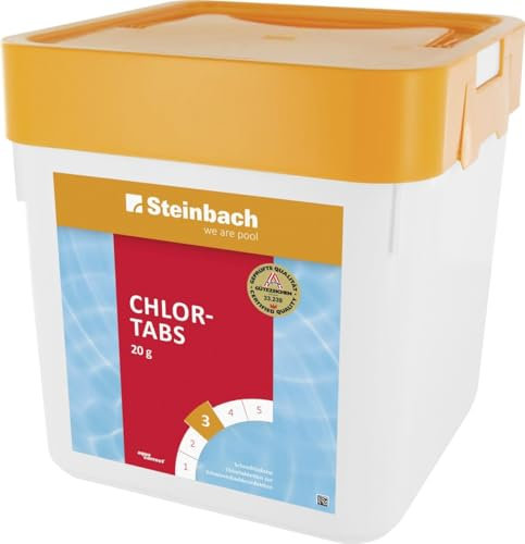 Steinbach Chlortabs 20 g, 5 kg | schnelllösliche Chlortabletten zur Schwimmbaddesinfektion | pH-neutral & rückstandsfrei | für Erstdosierung & Dauerdosierung | für alle Wasserhärten geeignet