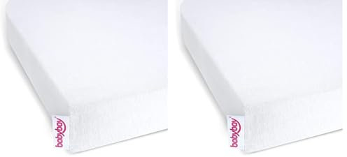 babybay Jersey Spannbetttuch Deluxe passend für die Modell Boxspring XXL, weiß, 105 x 57,5 cm (2er Pack)