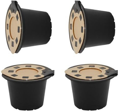 Lot de 4 capsules de café rechargeables avec couvercle en acier inoxydable Accessoires avec manipulations Pièces de machine à expresso