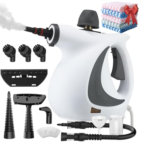 Dampfreiniger Red Hut, Kompakte Tragbar Dampfreiniger Handgerät, Red Hat Steam Cleaner mit Zubehör für Alles (Grau)