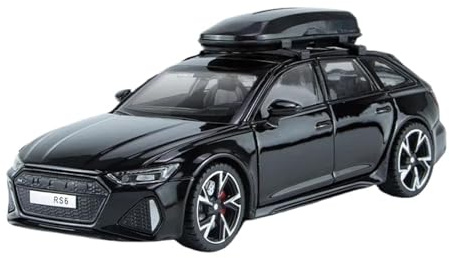 1:32 Passend für Audi RS6 Quattro Kombi, Legierungsdruckguss-Automodell mit Licht und Sound, Batterien(Black)