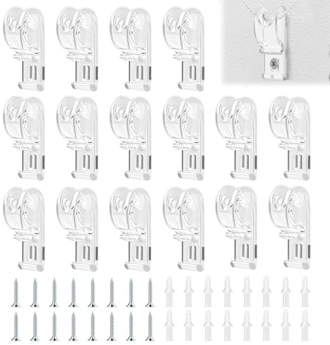 16 PCS Roman Blind P Clip,Blind Safety Clips for Cord,BlindCord Safety Device,with 16 Screws & 16 Plastic Pillars,Clear, and Easy to Install for Home & Office Use