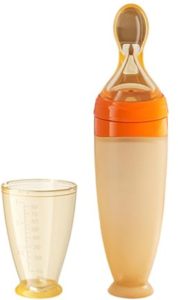 Phytress Silicone Spoons - Suction Cup Heat-Resistant Squeeze Dispenser | Squeeze Feeding Spoons with Suction Cup,for 4-6 Months Boys Girls Kids