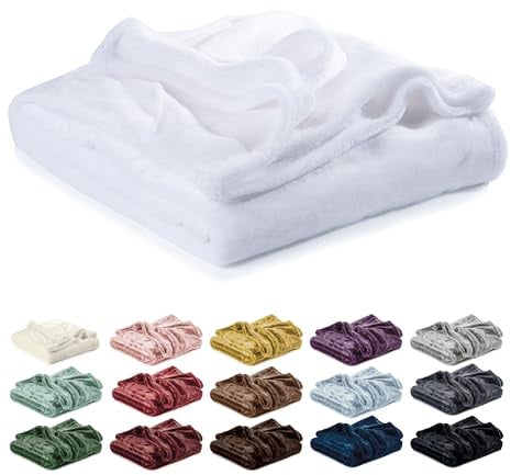 Lavea® Coperta in Pile Singolo 130x150 cm Morbida – Plaid in Microfibra Caldo e Soffice per Divano e Letto, Traspirante e Facile da Lavare – Bianco