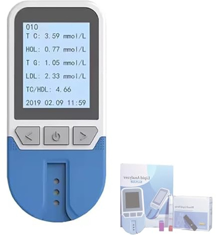 Axazcs Cholesterin-Testgerät, Multifunktionales Cholesterin-Testmessgerät-Kit, 5-in-1 Für TC, TG, HDL, LDL, Blutfett-Tester Mit 25 Teststreifen, 500 Gruppen Von Speicherwerten, Schnelle Ergebnisse