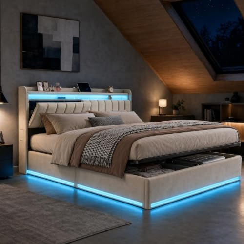 BEIJIALY Boxspringbett 160x200,Hydraulisch Stauraumbett Polsterbett Doppelbett Bett160×200cm mit Stauraum,Funktionsbett Bettgestell mit Lattenrost,Jugendbett,Samt,Beige,Ohne Matratze