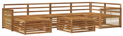 vidaXL Outdoor-Sofagarnitur 7 pcs Natur, Moderne Garten-Sofa, wetterfeste Lounge-Garnitur für Terrasse, Bequeme Sitzmöbel, tolles Relaxen