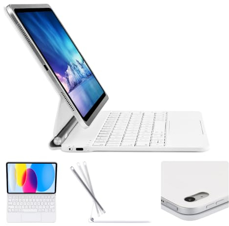 Seagtigau Deutsches QWERTZ Magic Keyboard Case für iPad 11. Gen A16, 11 Zoll & iPad 10. Gen 10,9 – magnetische Tastaturhülle mit Trackpad und 7‑farbigem Backlight