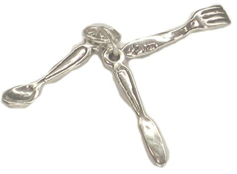 Knife fork spoon sterling silver charm .925 cutlery eating charms