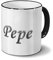 printplanet Tasse mit Namen Pepe - Motiv Chrom-Schriftzug - Namenstasse, Kaffeebecher, Mug, Becher, Kaffeetasse - Farbe Schwarz