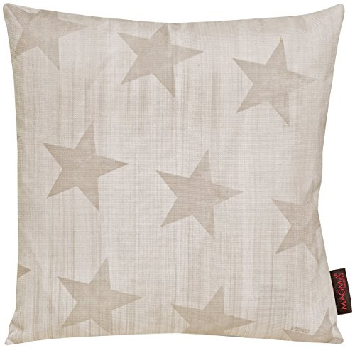MAGMA Sternschnuppe Sterne hochwertig & knitterarm (Kissen ca. 40x40cm Taupe)