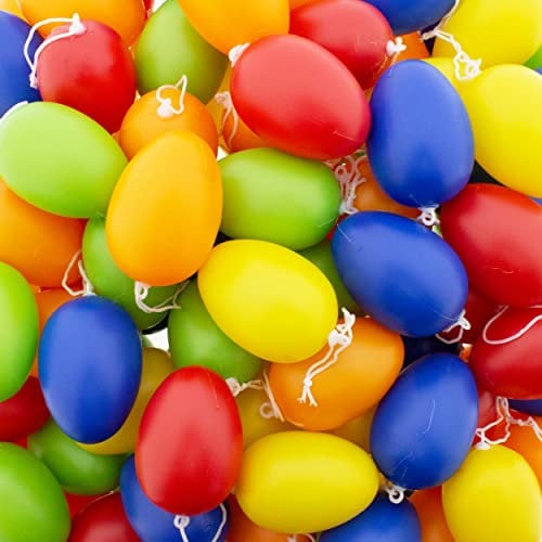 Ostereier aus Kunststoff - Eier zum Hängen, bunt Sortiert 6 cm - Kunststoffeier - Plastikeier aus Kunststoff (30 x knallig bunt)