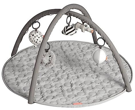 Done by Deer Spielbogen mit Krabbeldecke Deer Friends Grau - Red Dot Winner - Aktivitätsspielzeug Baby ab 0 Monate - 5 hängenden Spielzeugen zur sensorischen Stimulation und Entwicklung
