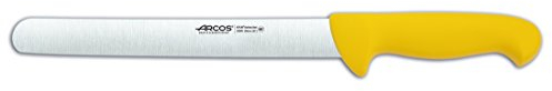 Arcos Serie 2900 - Cuchillo Fiambre - Hoja de Acero Inoxidable NITRUM de 250 mm - Mango inyectado en Polipropileno Color amarillo