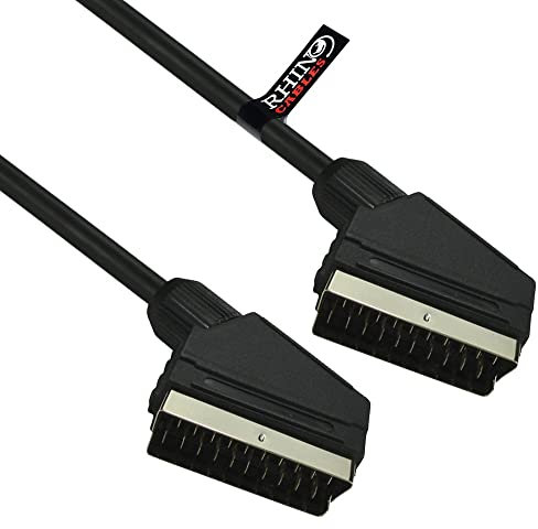 rhinocables Shielded Scart Cable, Gold-Plated Male to Male, RGB 21-Pin Scart Lead for AV Audio and Video Connector for TV, SKY, VCR, DVD Player, Android Boxes (2m)
