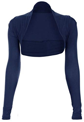 krautwear Damen Bolero Langarm Stola Bolerojacke Hochzeit Festlich Einfarbig schwarz grau rosa Navy (Navy)