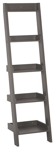 Modern Ladder Shelf 4 Tiers Leaning Bookcase Grey Mobile Duo