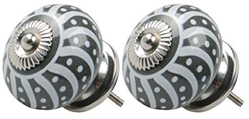 sourcing map 2pcs Ceramic Knobs Vintage Knob Drawers Round Pull Handle Furniture Cupboard Wardrobe Dresser Door Decorative, Gray