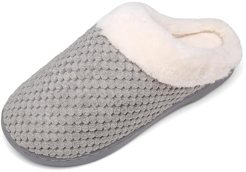 Mishansha Zapatillas De Estar por Casa para Mujer Antideslizante CáLido Invierno Pantuflas Casa Cómodas Suave Memory Foam Slippers,Gris,36/37