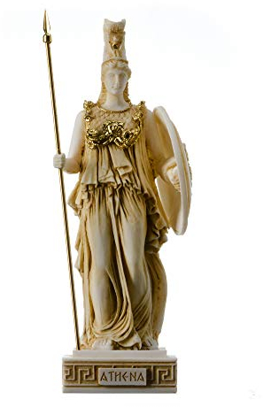 Athena Athene Göttin Der Weisheit, des Handwerks Und des Krieges Alabaster-Statue Gold 26 cm