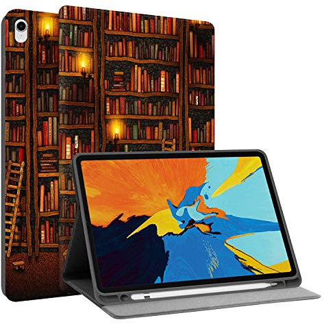 HUASIRU Pintura Caso Funda para iPad Pro 11 Pulgadas 2018 sólo - Construir en Portalápices -Reposo/Activación, Biblioteca