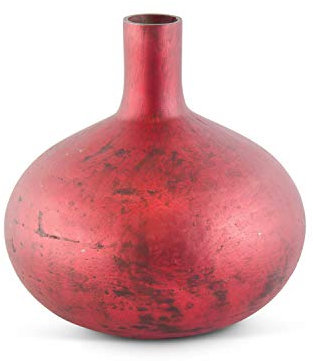 K&K Interiors 14043A-RD-1 25,4 cm Antik Rot Matt Glas Flasche Vase