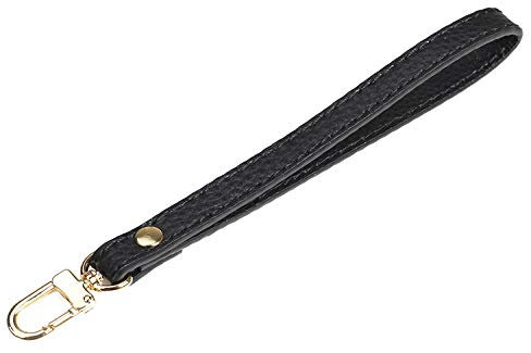 VanEnjoy Genuine Leather Keychain Wristlet Keychain Strap for Wallet Purse Clutch Cellphone Wristlet Key(Square Lock), Black, 7.1