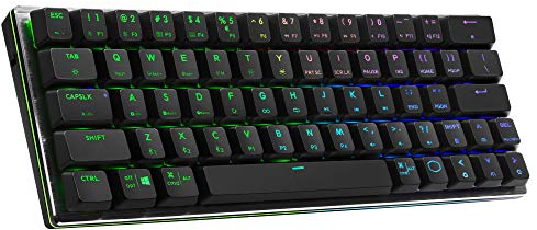 Cooler Master Gaming-Tastatur, 60%-Konfiguration, mechanische Schalter mit niedrigem Profil, RGB-Beleuchtung, Bluetooth-& Kabelverbindung, Apple/PC/Smartphone-kompatibel - US Layout Schwarz SK622