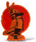 Erreinge® Aufkleber Neon Orange 30 cm Samurai Schädel Japan Aufkleber Gedruckt für Auto Motorrad Wand Stoßstange Computer Laptop Gepäck Fahrräder