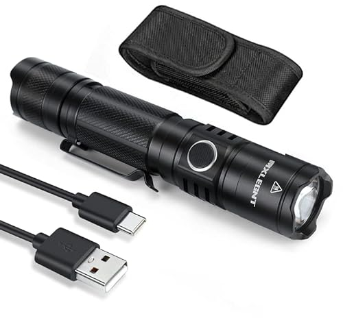 MXLEGNT Lampe de Poche Tactique LED - Lampe Torche Rechargeable 2000 Lumens Super Lumineuse Torche Tactique 5 Modes D'éclairage IPX7 Etanche Pro Lampe de Poche Militaire avec Batterie 4800mAh 21700