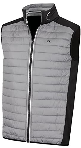 Calvin Klein Mens Hybrid Gilet - Silver/Black - XXL