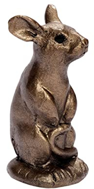 Brillibrum Design Kleine Maus Figur Bronze Skulptur Handarbeit Deko Maus putzend Kunstharz & Bronze Dekofigur Mouse small Hausmaus (Variante 2: 8 x 3,5 x 4 cm)