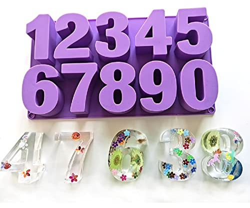 Xidmold Silikon 3D Zahlenform Kuchen Form, Zahlen Silikonform Kuchenform Eiswürfelform, Nummer Fondant Backform Schokoladenform Gießform für Tortendeko, Topping, Jahrestag, Kindergeburtstag