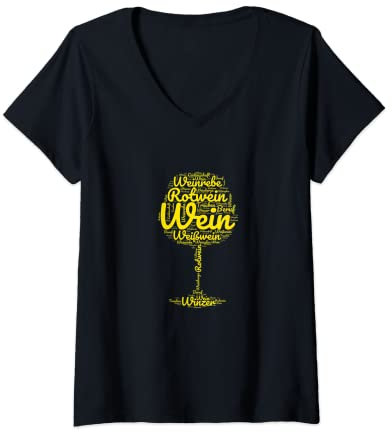 Damen Weinglas Winzer Weintrauben Weinliebhaber Weinbauer Wein T-Shirt mit V-Ausschnitt