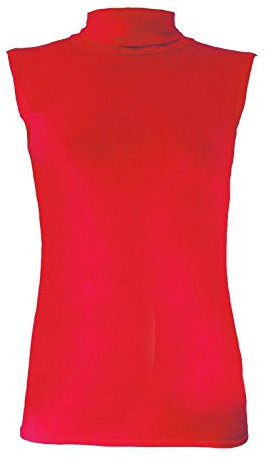 Purple Hanger Womens Sleeveless High Roll Polo Turtle Neck Vest Top Ladies Stretch Casual Plain Polo T-Shirt Jumper Tank Top for Women and Girls Warm Winter Wear Plus Size 8-22 (16-18, Red)
