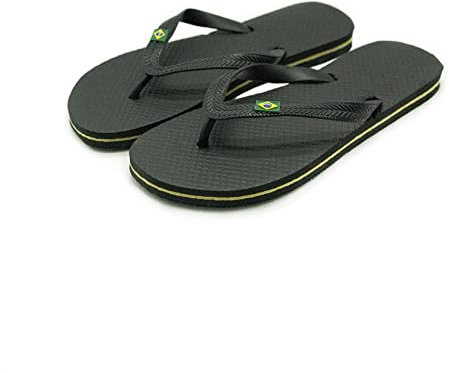 R-ISLAND Chanclas mujer,sandalias,adulto,logo Brasil, comodo, para la piscina,playa,casa,ducha.. etc (NEGRO, numeric_37)