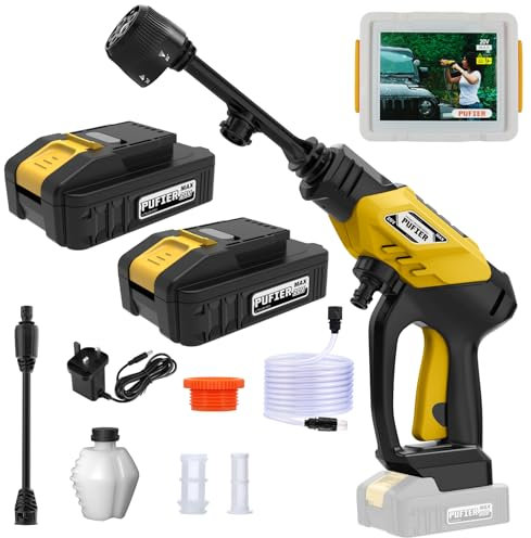 Portable Pressure Washer Lightweight Cordless Pressure Cleaner Jet Washer 25Bar, with 6-in-1 Nozzle, Includes 2pcs 20V Batteries Grey