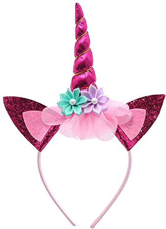 GERUI Haarreifen, Baby Haarband,Haarschmuck für Ostern Geburtstag Birthday Party Karneval, Head Accessoires Party Dekoration (Rosarot)