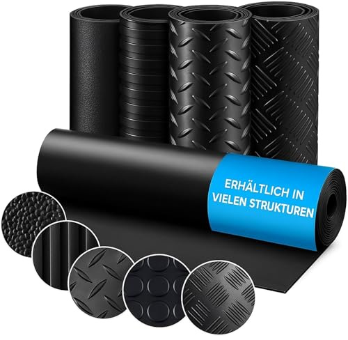 KARAT Gummimatte Meterware - Gummiläufer in vielen Strukturen - Antirutschmatte - Noppenmatte - Bodenmatte - Tränenblech - Bodenbelag (Karo, 100 x 150 cm)