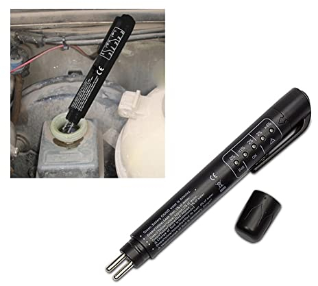 QEEROYO Tester Liquido Freni,Tester del Liquido,dell'olio Penna di Prova,Test Fluido Freni,Liquido Freni Tester,Fluido Freno Test,con 5 LED Indicatore,Test Freni diagnostici Auto per DOT3 DOT4 DOT5