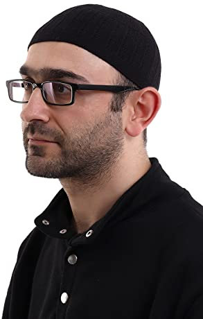ihvan online Türkische muslimische Winter-Kufi-Hüte für Männer, Taqiya, Takke, Peci, islamische Mützen, islamische Geschenke, Standardgröße, Schwarz, Einheitsgröße
