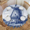 Tischdecke Runde Tischdecken Blau Nederland Niedliche Vintage Holländische Windmühle Delft für Rundtisch 60 Zoll