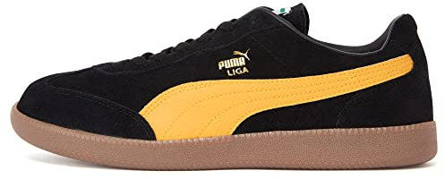 PUMA Erwachsene Liga Suede Sneakers 44 Black Radiant Yellow Team Gold Beige ┃Basic Sneakers Unisex Erwachsene