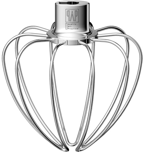 Heavy Duty Whisk Attachment for KitchenAid 4.5-5QT Tilt-Head Stand Mixers- Extra Thick Stainless Steel Wire Whip for Fast Whipping, Commercial Grade for Large Batches, Dishwasher Safe