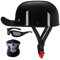 HHSDB Halbschalenhelm Motorradhelm ECE-Zulassung Baseball Cap Mit Fahrradbrille Fahrradvisier Cruiser Chopper Scooter Helm Herren Retro Motorrad Halbhelm Männer Frauen Mofa Helm 57-62cm Schwarz