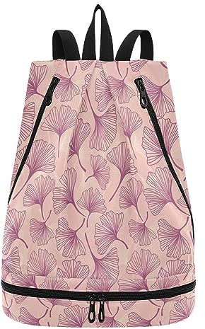 innewgogo Blumen Blumen Ginkgo Blätter Kordelzug Rucksack Tasche für Damen Herren Sport Gym Bag mit nassen und trockenen Fächern, langlebiger String Rucksack ideal für Laufen, Reisen, Camping,