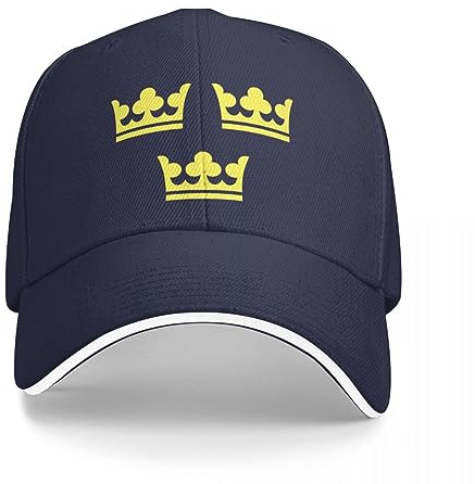 OAKITA Basecap DREI Kronen, das Wappen von Schweden, gelber Druck Sveriges TRE Kronor Cap Baseballmütze Kinder Hut Hüte Frau Herren