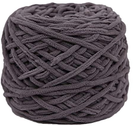 ihreesy 100m Chenille Wolle Garn DIY Handstricken, Weiche Garn Grobe Garnknäuel Mehrfarbiges Strickgarn Babywolle Strickdecke Decke Garn zum Häkeln und Stricken,Dunkelgrau